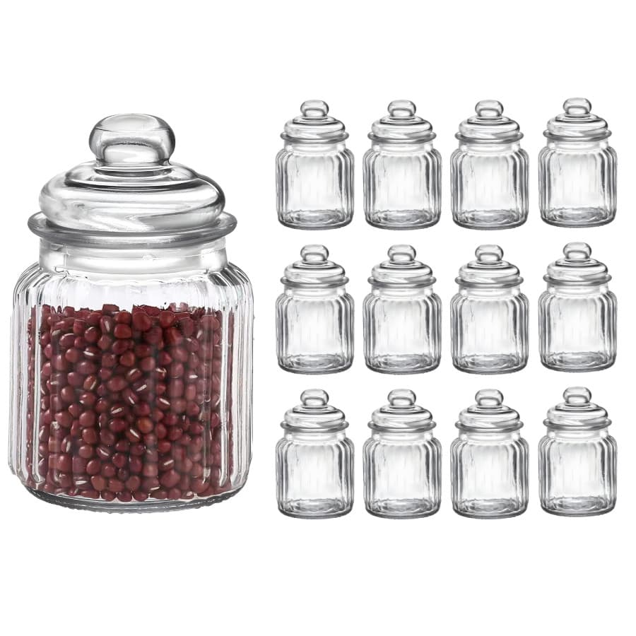 Conjunto 12 Potes Herméticos De Vidro Bomboniere Canelado 280ml