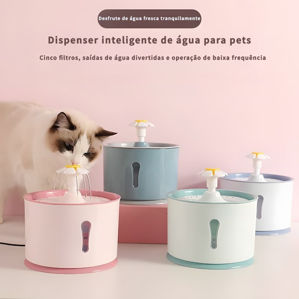 Fonte De Água Automática Para Animais De Estimação Cães E Gatos , Dispensador Silencioso USB De 2.4L Com Filtro De Carbo