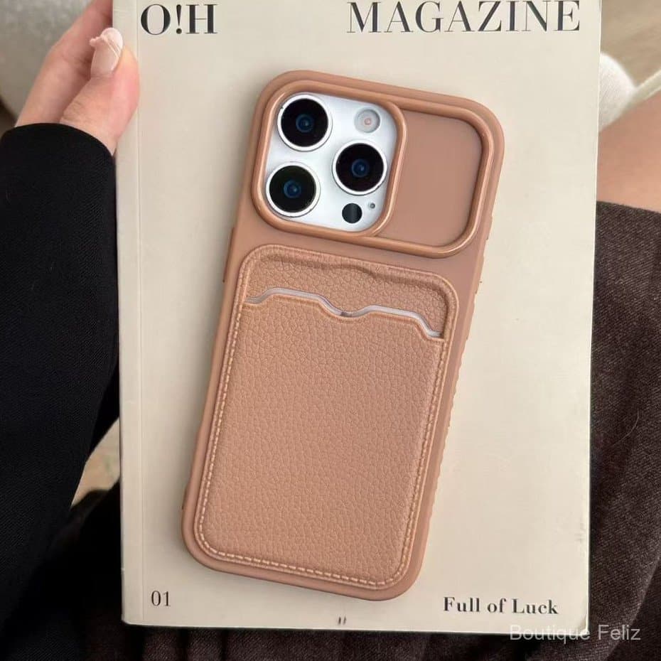 Capa de Telefone em Couro PU Premium com Porta-Cartões, Protetora e à Prova de Choque para iPhone 11 12 13 14 15 16 17 P