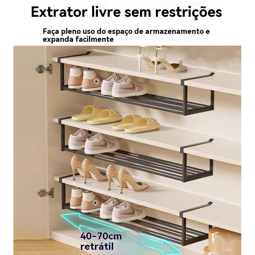 Sapateira dobrável para sapatos Cesto para sapatos prateleira retrátil para armazenamento doméstico  em cama