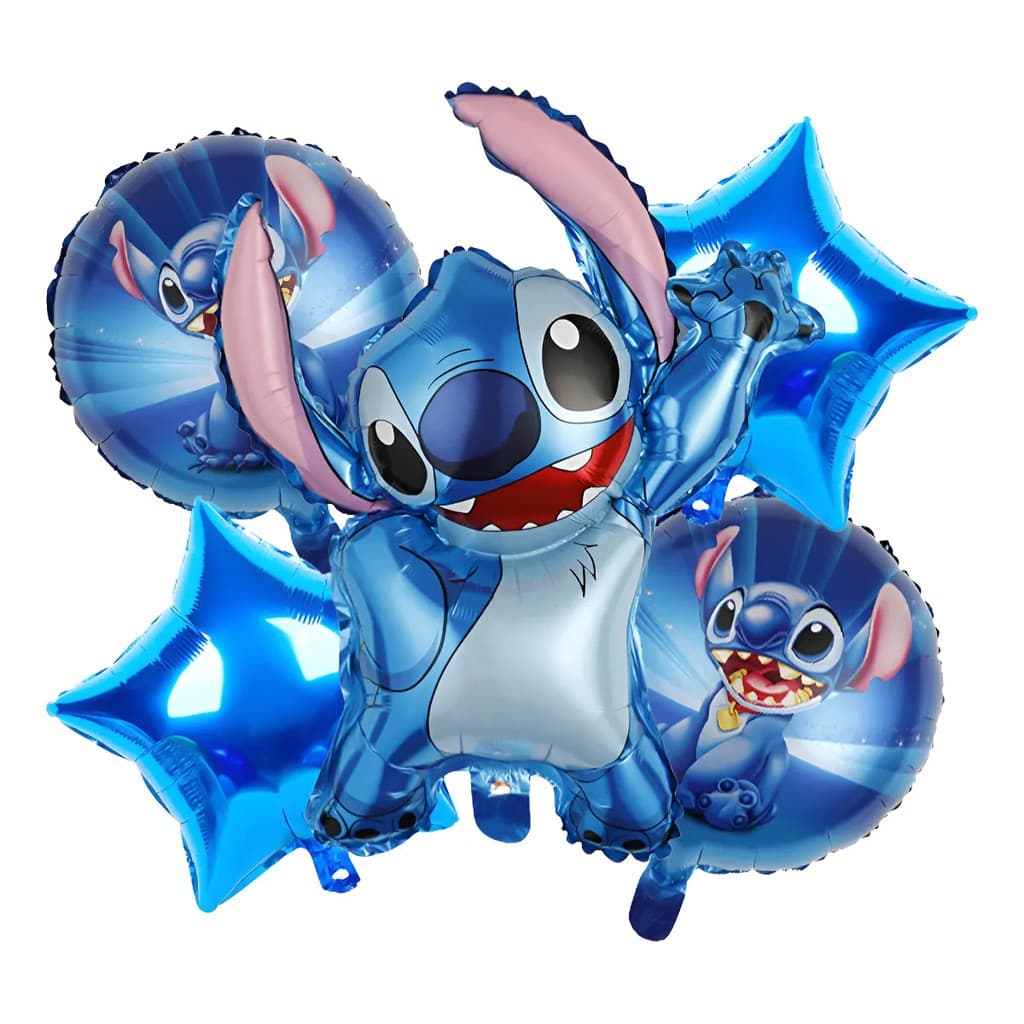 Kit 5 Balões Stitch e Angel Bexigas Decorativas Festa Infantil Aniversário Temático