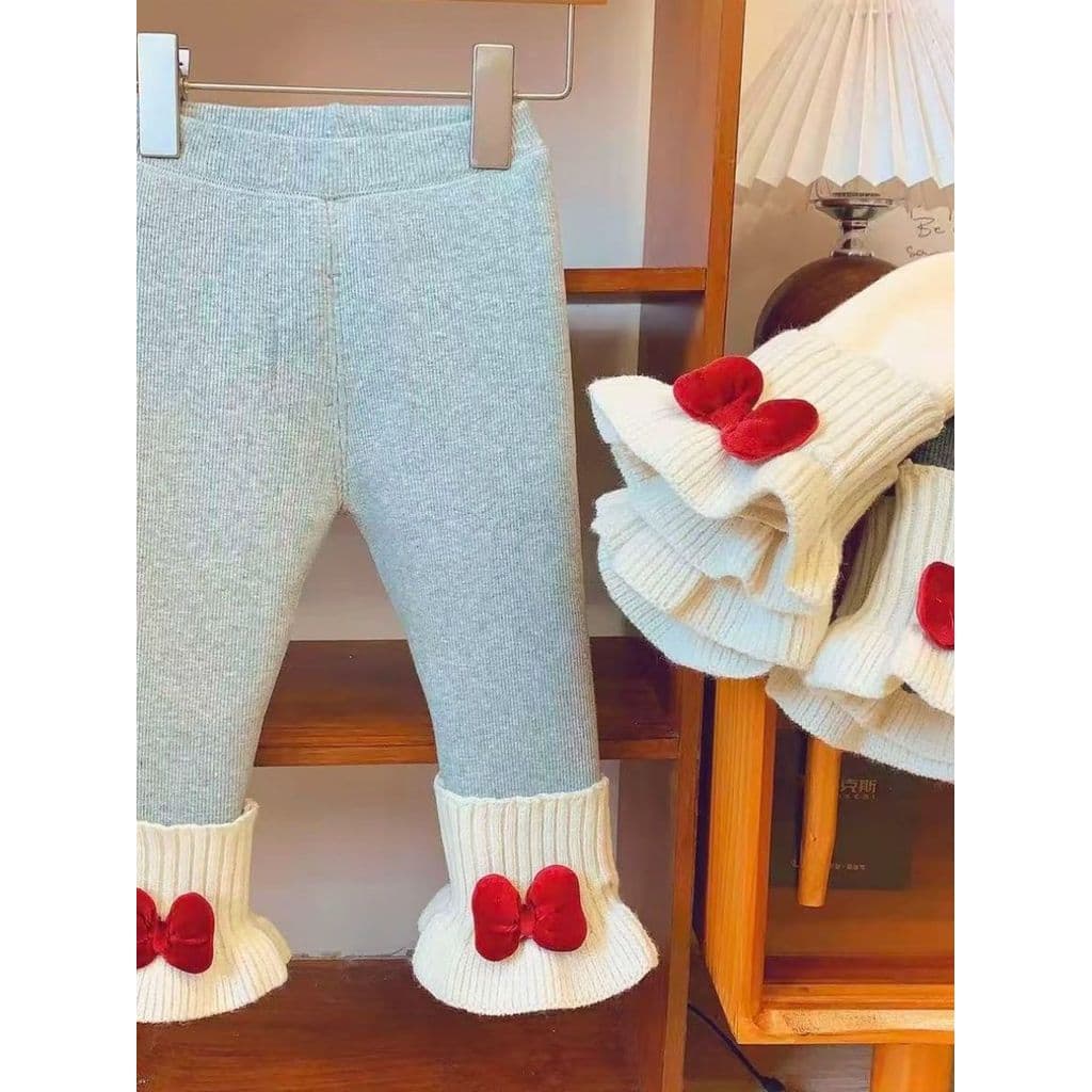 Meninas 2025 inverno novo estilo elegante confortável quente bonito três camadas acolchoado engrossado veludo arco Leggi