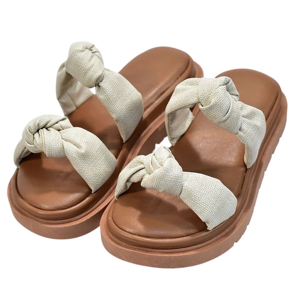Sandália Feminina Plataforma Confortável Casual Nó Moda Acolchoada Linda Antiderrapante Leve Tendência Lançamento