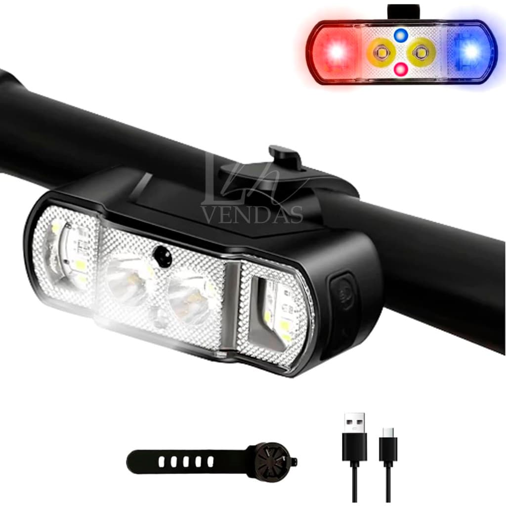 Farol Lanterna Bike 4 Modos Iluminação Modo Luz Vermelha Azul Prova Água Com Sensor De Gesto ON/OFF