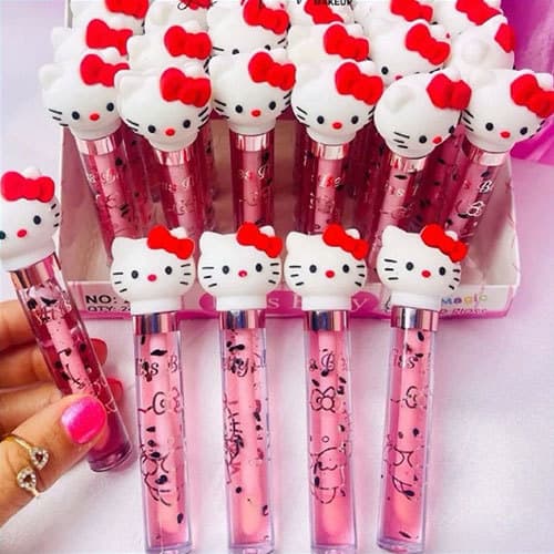 1 Lip Gloss Hello Kitty Brilho Labial Hidratante Glitter Magico Infantil e Adulto