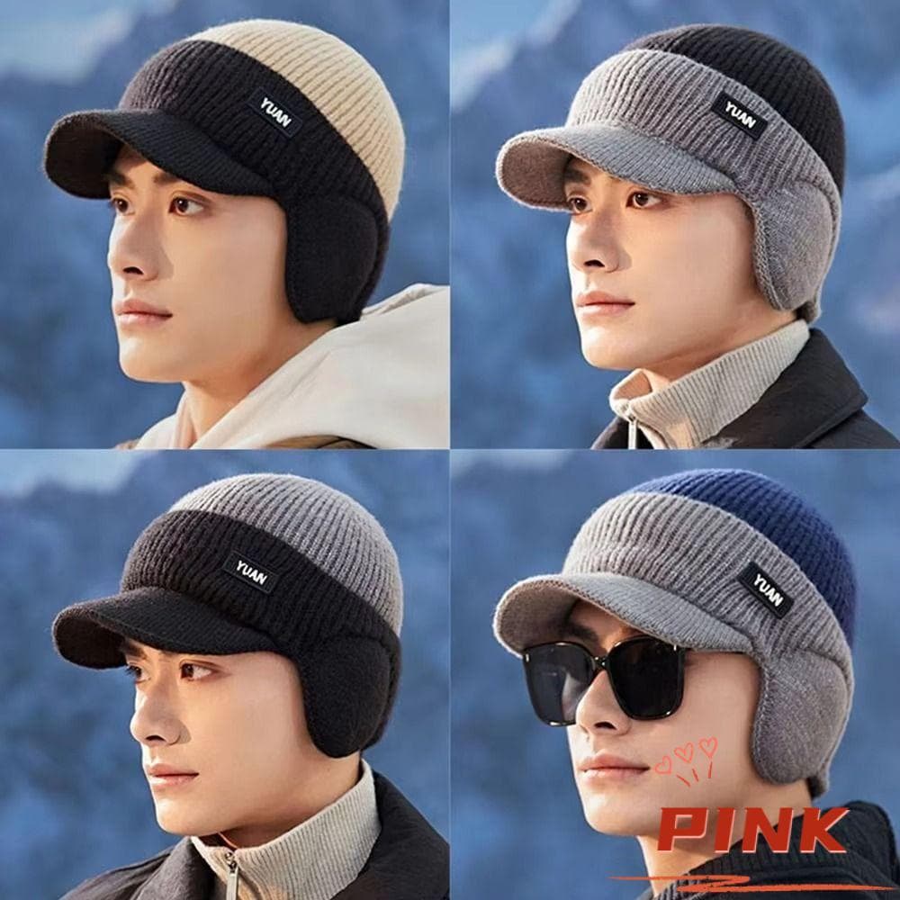 Boné De Beisebol De Malha PINK1 , Gorro Térmica Espessado De Tom Duplo , Proteção De Ouvido Para Manter Chapéus De Casai