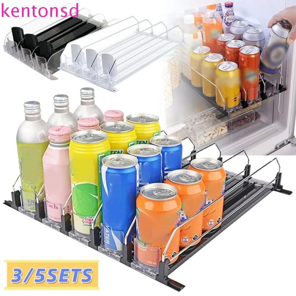 Dispensador Organizador De Bebidas KENTONSD , Lata Autoempurrador De Largura Ajustável , Empurrador De Prateleira De Mol
