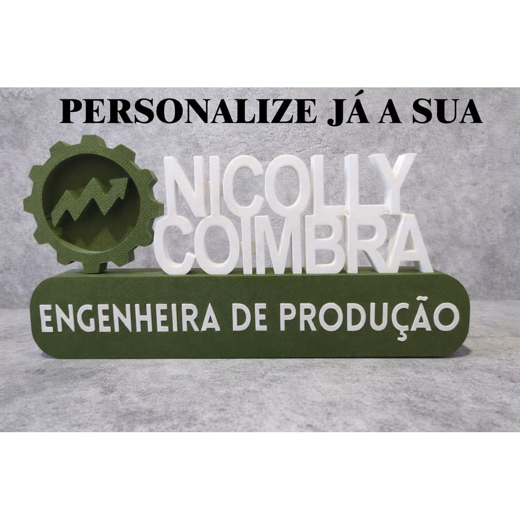Letreiro De Mesa Personalizado Com Profissão Engenheiro De Produção  –  Médico,  Dentista, Estética, Advogado, Psicólogo