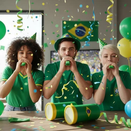 Kit 4 Apitos Corneta Plastico Torcida Brasil Premium