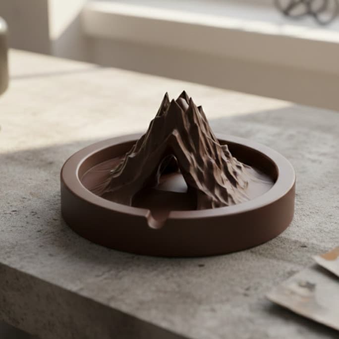Escultura Vulcão Decorativa Minimalista Porta-Objetos Cinzeiro em PLA