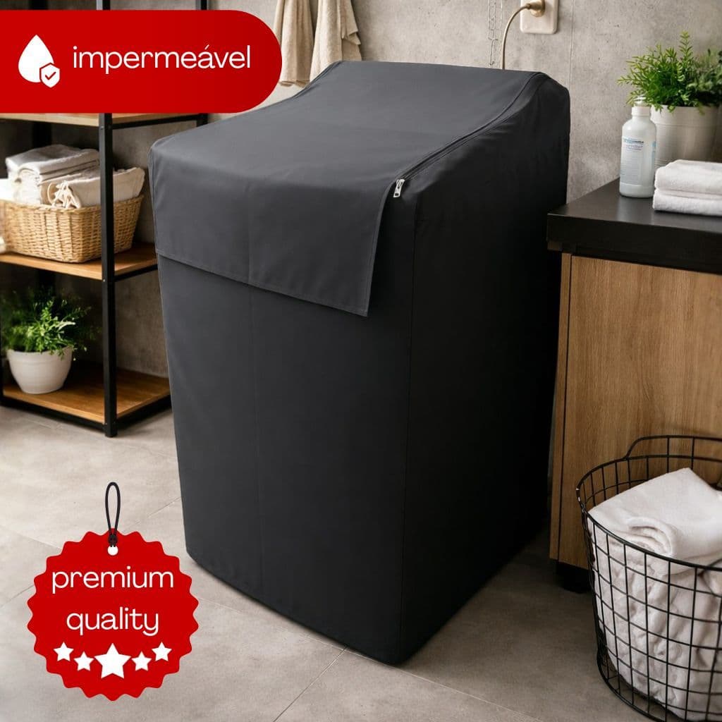 Capa de Máquina de Lavar Protetora 10 a 12kg Impermeável c/ Zíper Electrolux Brastemp Consul