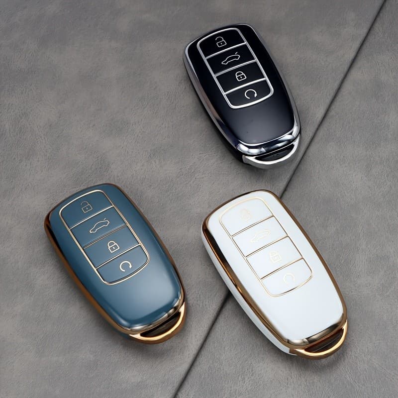 Capa TPU Para Chave De Carro-Preta Elegante , Protetora Completa . Adequado Chery Automobile Series : Tiggo 8 Plus , 7 K