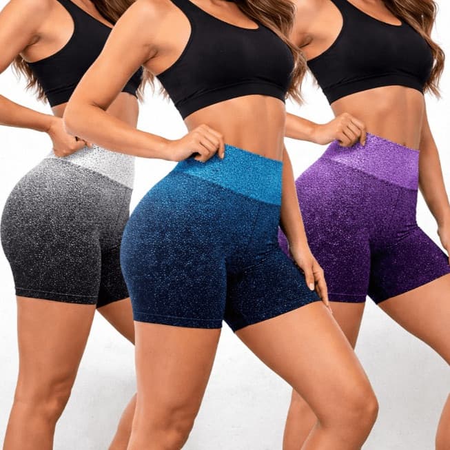 Kit 2 Shorts Academia Degradê Cintura Alta Modelador Sem Transparência Fitness