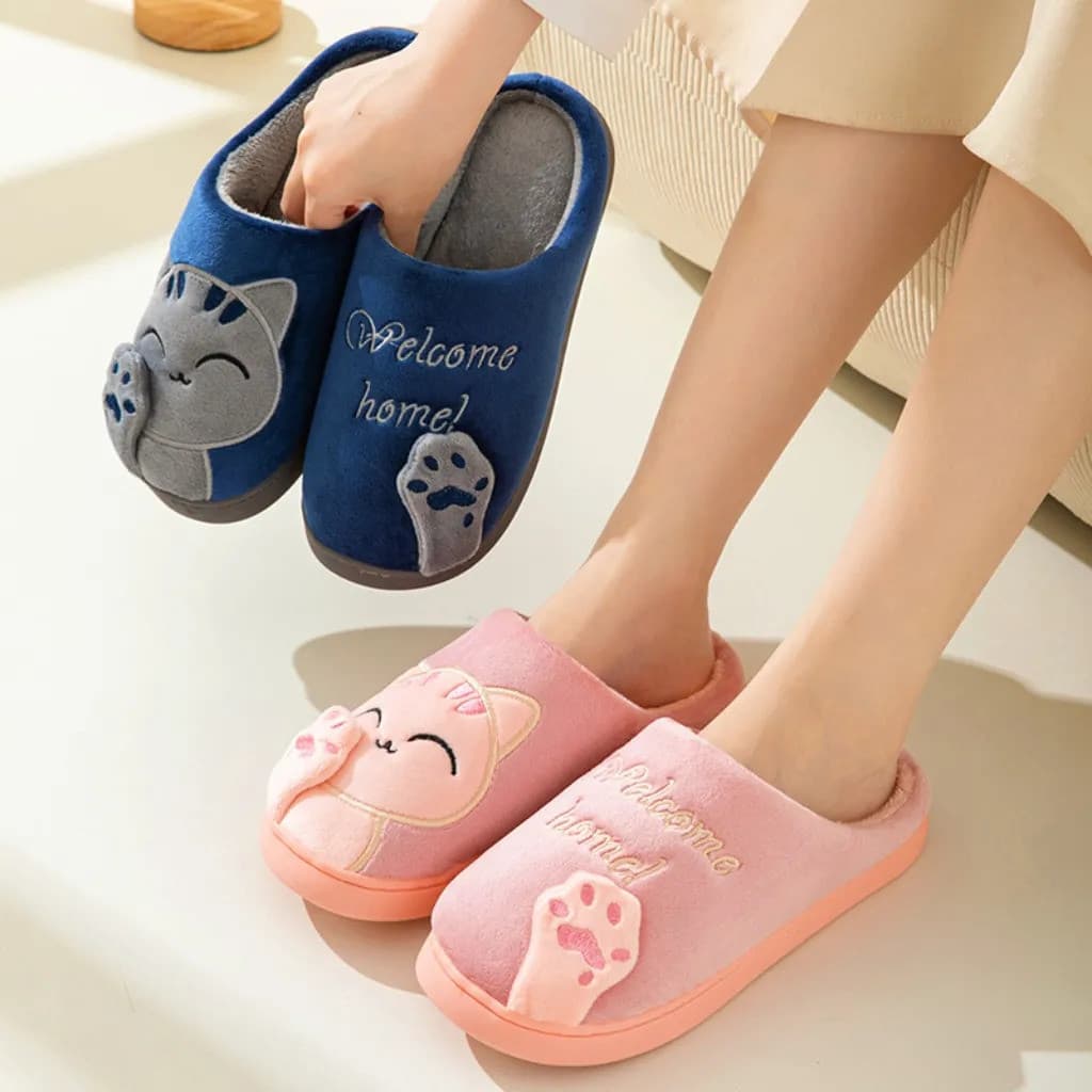 Pantufa Feminina Gatinho Antiderrapante Frio Inverno