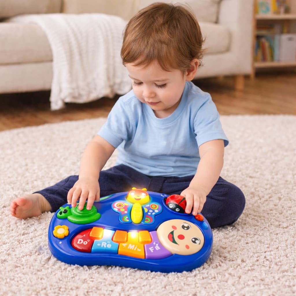 Brinquedo Educativo Infantil Musical Animais Piano Bebê Luz e Som +3 Anos Aprendizado