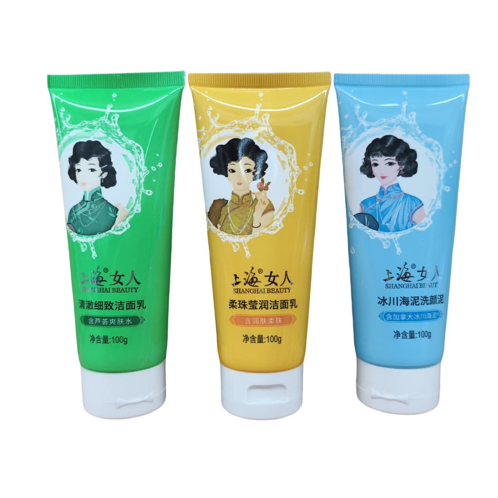 Shanghai mulher limpador facial limpador facial 100g espuma rica Unisex shanghai mercado Yuyuan loja cabelo reto genuíno