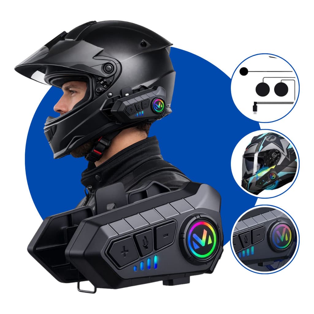Fone De Ouvido Bluetooth Para Capacete Moto À Prova D'água IPX6 Sem Fio Com Microfone Redução De Ruído