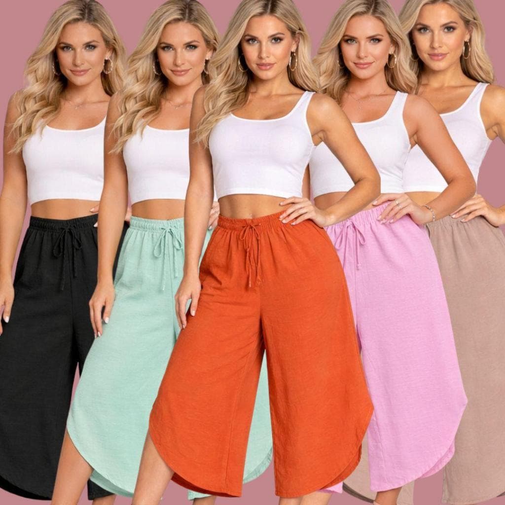 Calça Pantacourt Feminina Duna Cintura Alta Soltinha Confortável Verão