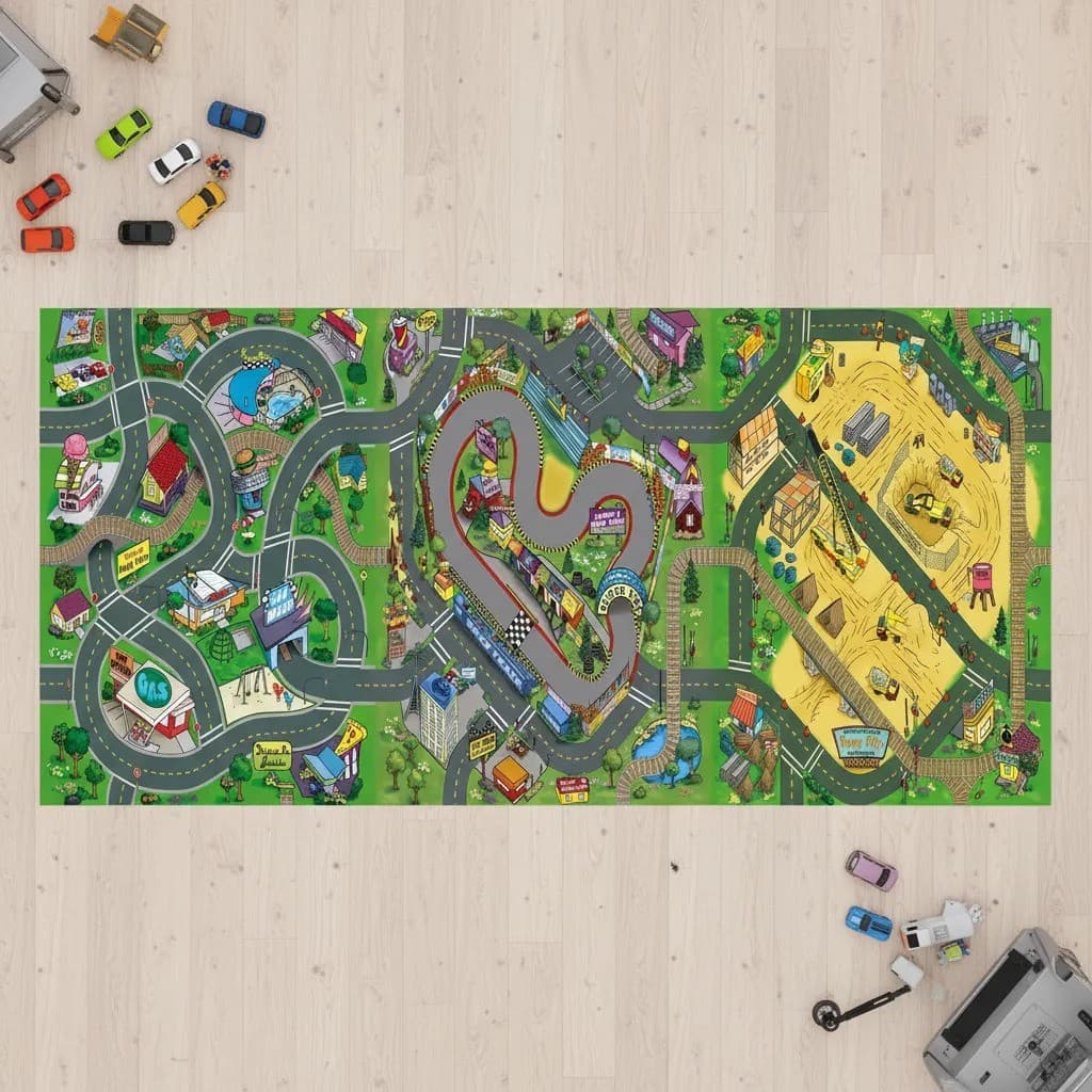 Tapete Atividades Lona Impermeavel Compacto Infantil Criança Pista Corrida Carrinho 1,00x0,50m