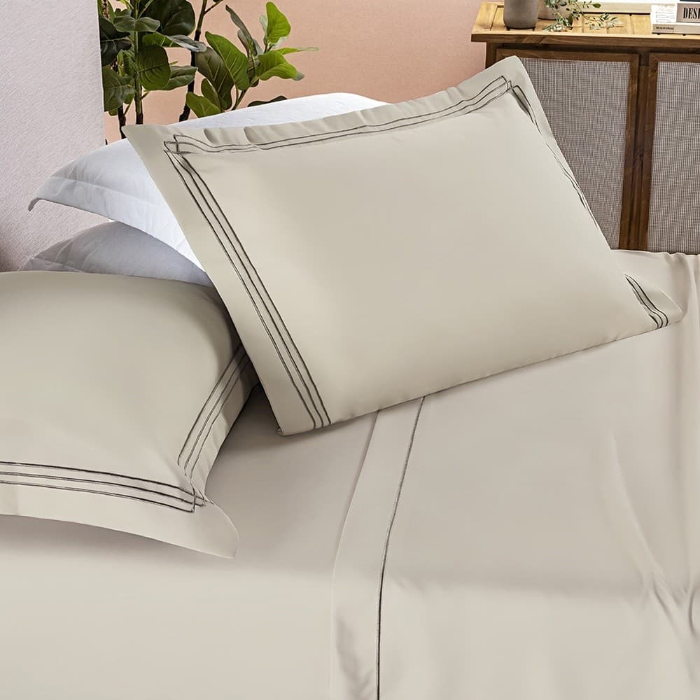 jogo de cama CASAL bordado micropercal 400fios aba americana