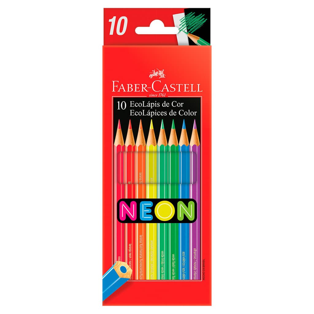 Lápis de Cor Eco Sextavado Neon 10 Cores - Faber-Castell