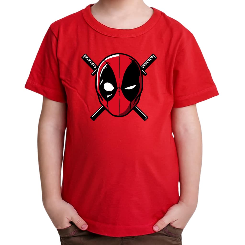 Camiseta Deadpol Menino Infantil Estampa Divertida Camisa Criança Volta as Aulas Verão