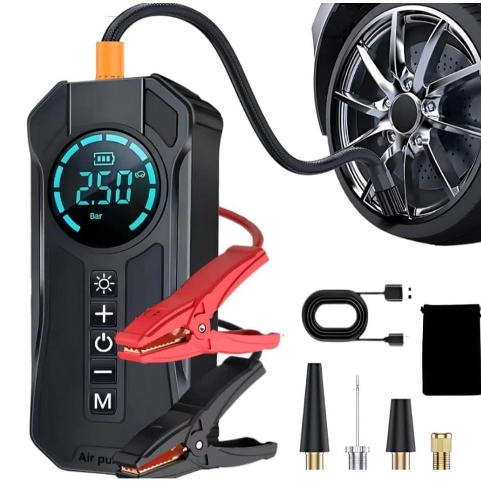 Bomba de Ar Portátil Compressor Inflator Multi-função 4 em 1
