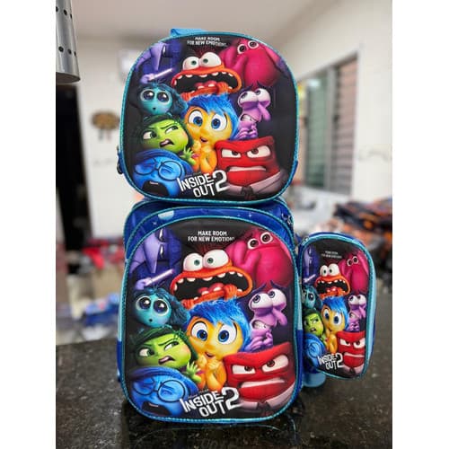 Kit Mochila Escolar Infantil Personagem Lancheira +estojo Rosa Divertidamente Rosa