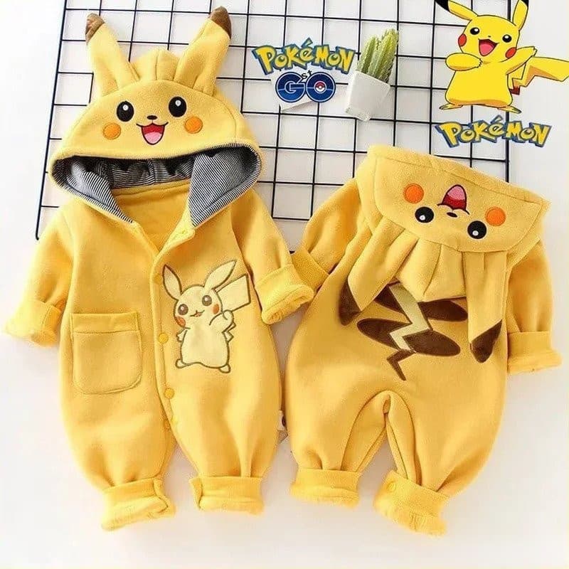 2025 Quente Pokémon Pikachu Dois Roupas de Inverno de Manga Longa para Bebês Recém-Nascidos 0-3 Anos NCTE
