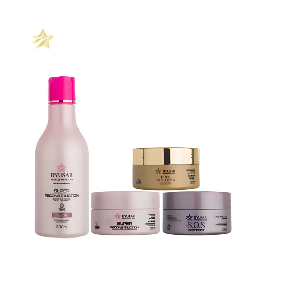Kit Shampoo Super 300  Cronograma Super  S.O.S  Line Golden