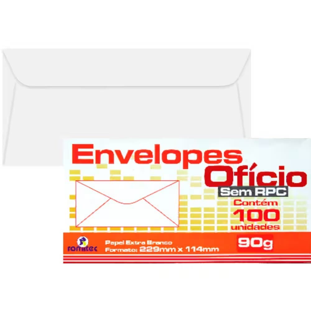 Envelope Ofício114x229 s/rpc Branco 8087 Romitec CX 100 UN