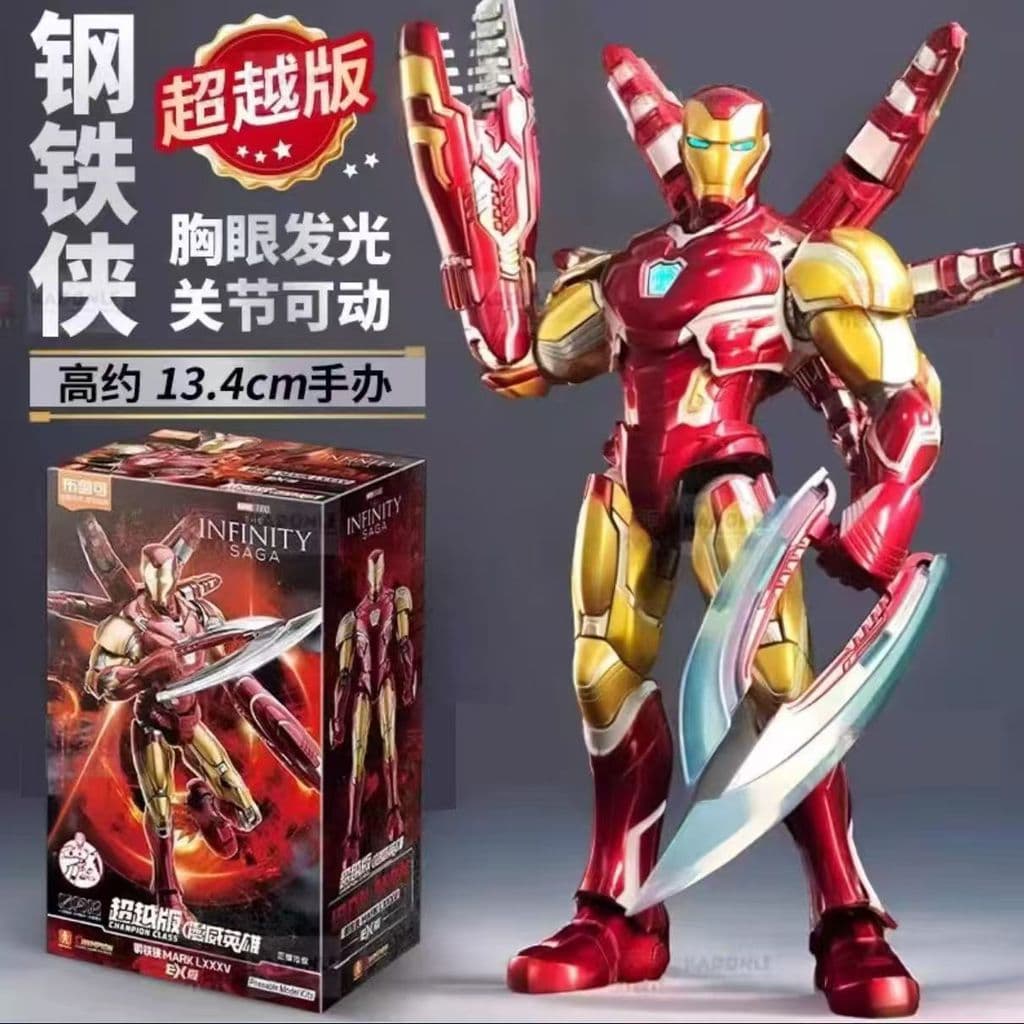 Marvel Heroes Beyond Edition Homem de Ferro Thunder God Figura Montagem de brinquedos Coleção luminosa Ornamentos