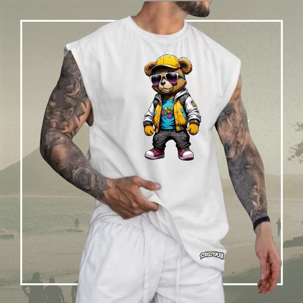 Regata Machão Oversized 100% Algodão Camiseta Cavada Musculação Streetwear Treino Passeio Academia