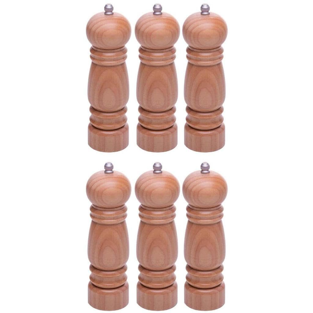 Kit 6 Moedores de Sal Pimenta 5x17cm Bambu Lyor Manual Triturador Temperos Buffet Restaurante Cozinh
