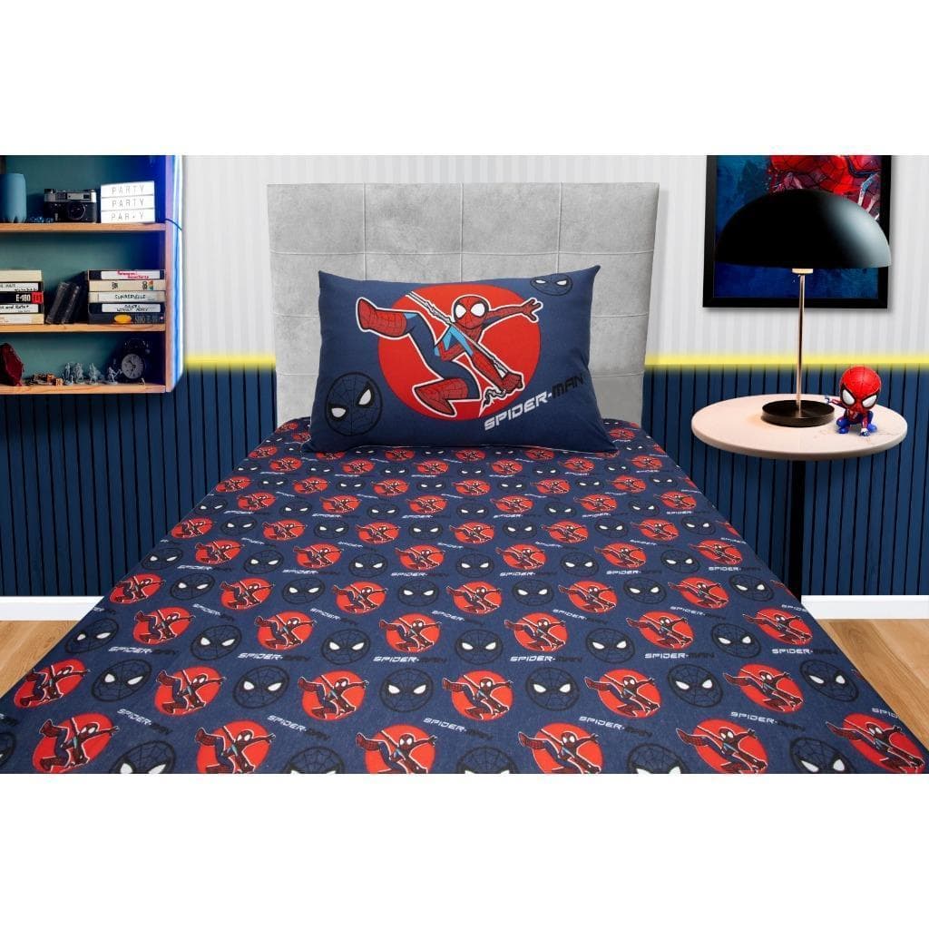 Jogo de Cama Lençol Solteiro Infantil Spider Man Criança – Malha Estampada