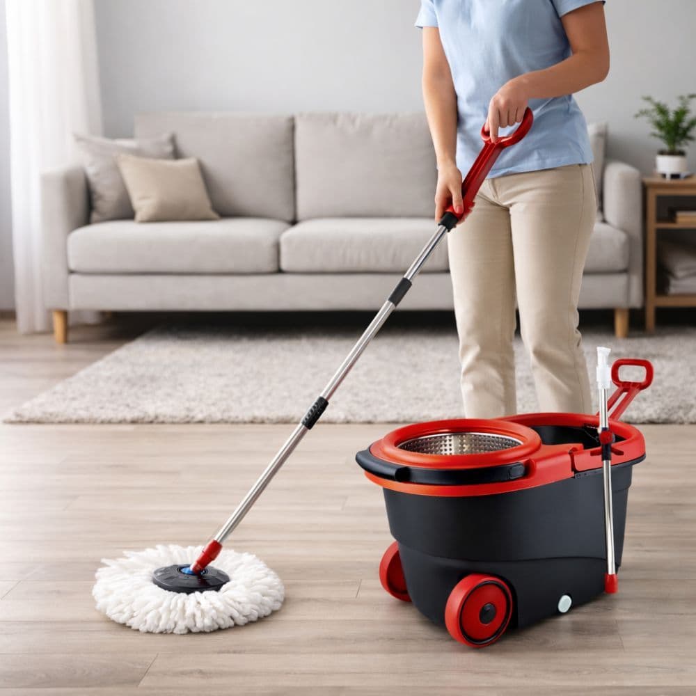 Balde Mop Inox 13L Giratório 360 C/ Rodas Puxador Centrífuga