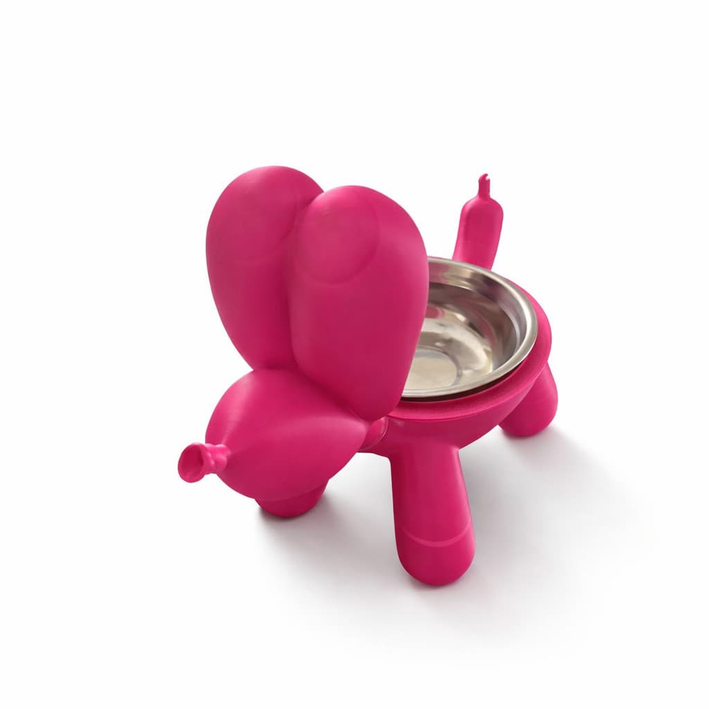 Comedouro Pet Balão Colorido Divertido Para Cães E Gatos Com Tigela Em Aço Inox Prático Moderno