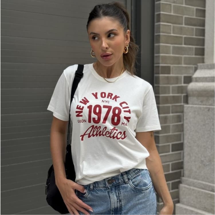 Camiseta Feminina Off New York 1978 Em Algodão Suave