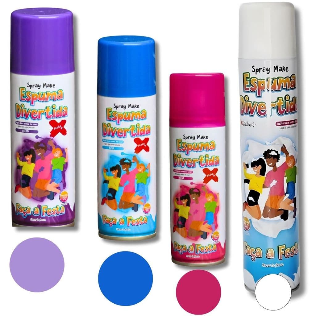 KIT ESPUMINHA NEVE ESPUMA ROSA AZUL ROXA COLORIDA DIVERTIDA LAVÁVEL CARNAVAL FOLIA FESTA INTERCLASSE