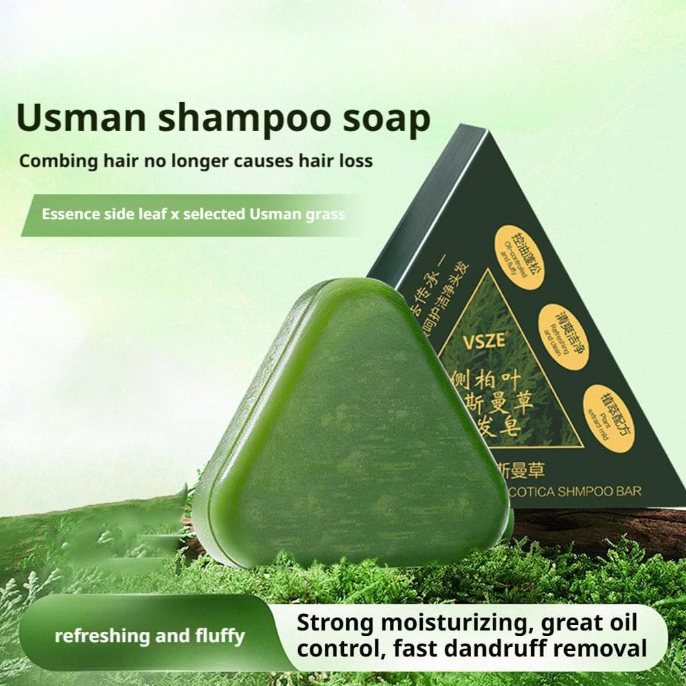 Shampoo De Ervas Sabonete Verde Para Cabelos Finos , Perda De Cabelo E Couro Cabeludo 120g Folha De Thuja Grama Usman T1