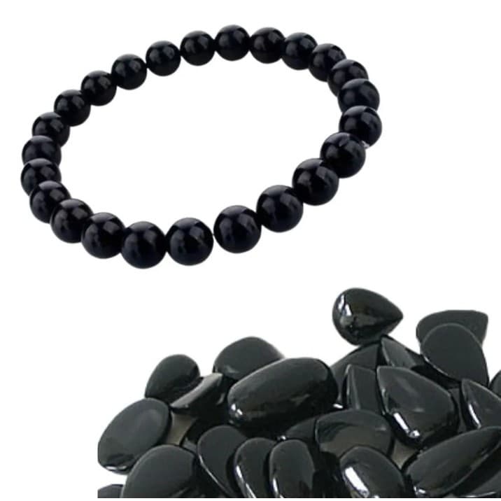 Pulseira de Pedra Natural Onix Preta 7mm Original Amuleto Protecao Minimalista Unissex 19cm i25 Store