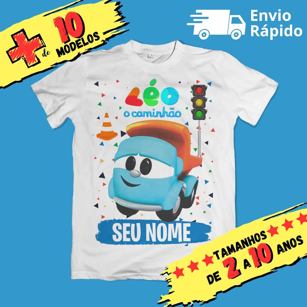 Camiseta Infantil Unissex Léo o Caminhão Personalizada com nome (Opcional)