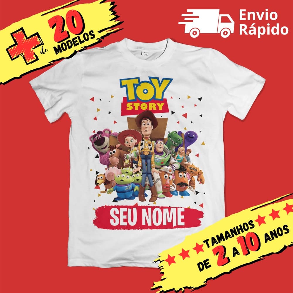 Camiseta Infantil Unissex Toy Story Personalizada com Nome (opcional)