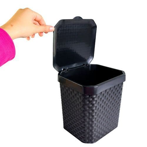 Lixeira Pia Rattan Tampa Preta Capacidade 5 Litros Decoração Praticidade