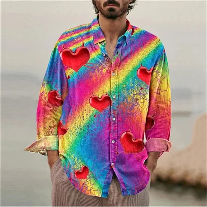 Novas Camisas Masculinas Casuais com Estampa de Grafite e Colarinho Minimalista, Camisa Masculina de Manga Longa, Estilo