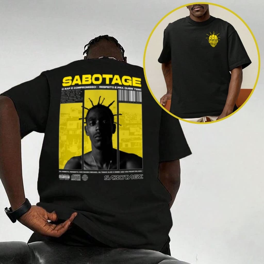 Camisa camiseta t-shirt básica " Sabotage Respeito é pra quem tem Amarelo"