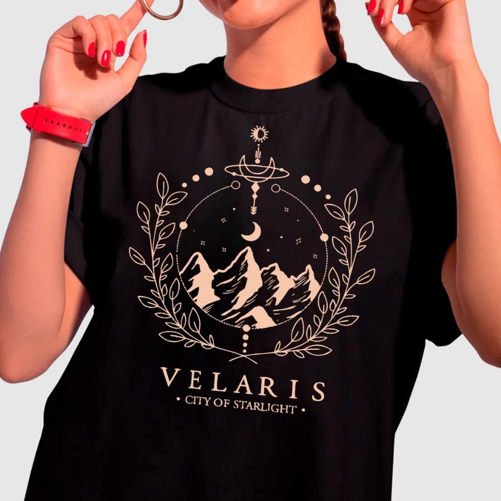 Camiseta Acotar Corte De Espinhos E Rosas Velaris City Of Starlight Unissex 100% Algodão
