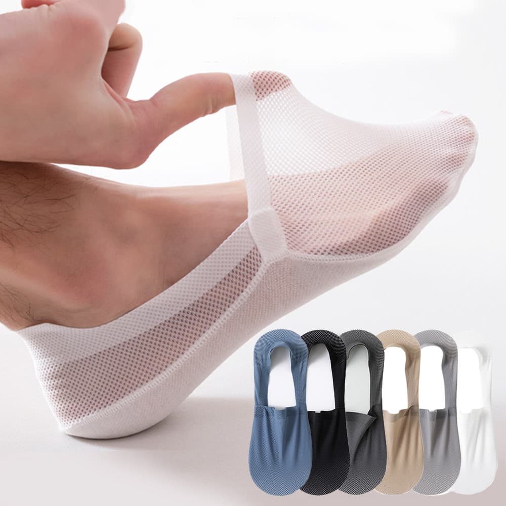 1 Par De Meias Curtas Masculinas Invisíveis Sem Costura Corte Baixo Silicone Respirável Confortável