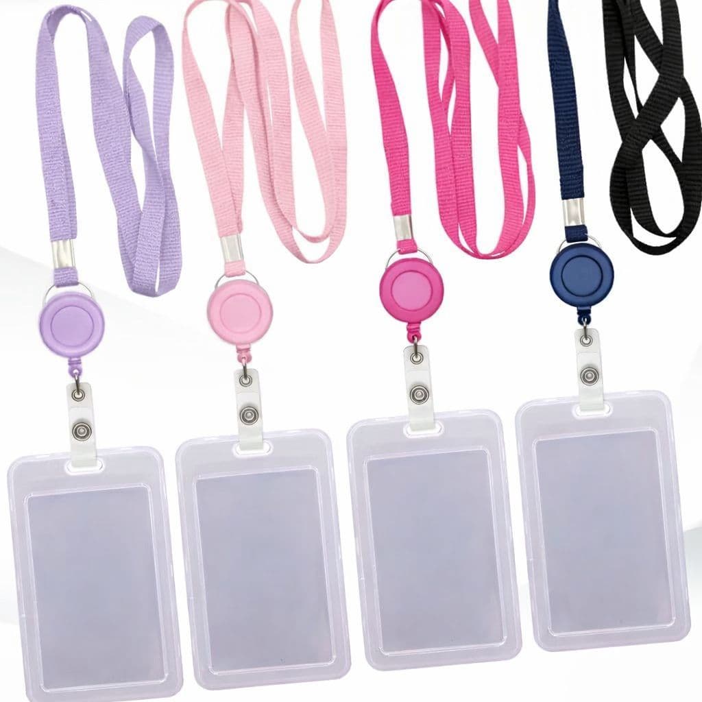 Porta Crachá Com Cordão Retrátil Suporte de Plástico Porta Cartão