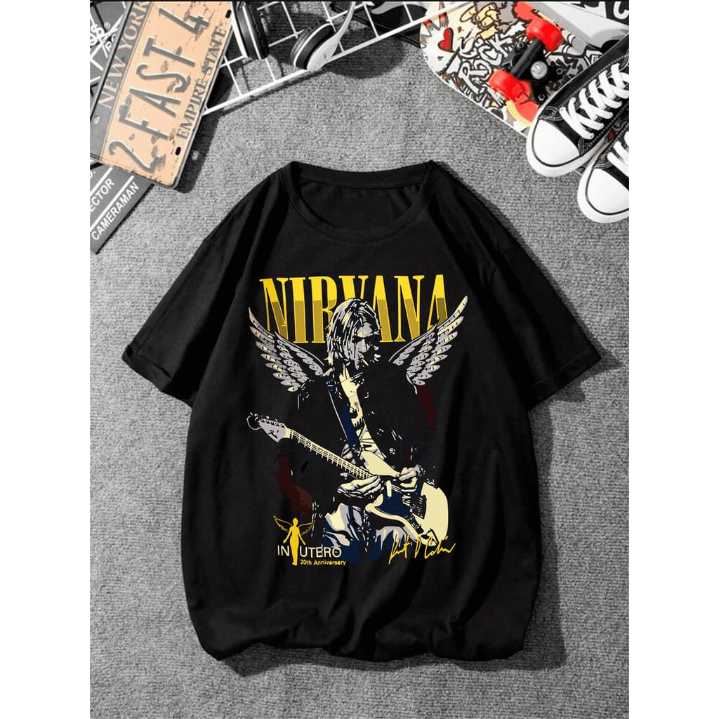Camiseta Masculina Rock Nirvana Lançamento Camiseta 100% Algodão Camisetão Solta PlusSize Camiseta -Polar.clothing.store